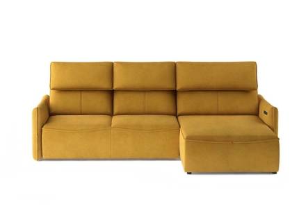 Coltar cu reglaj electric MANGO MINI W cu lada pentru depozitare, galben ocru 260x175cm