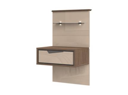 Noptiera dreapta cu 1 sertar LEFT Mokka HG lucios + Linkoln Walnut, manere incorporate antracit