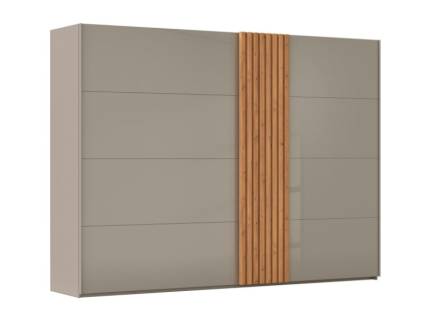 Dulap cu usi glisante TEGIO 301x223x69cm fango mat/ sticla fango - stejar Wild