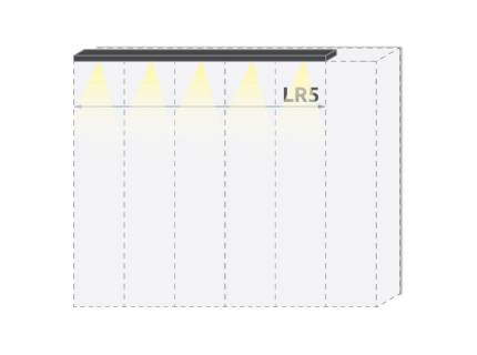 Cornisa passepartout cu LED pentru dulapul cu 5 usi PIANO WHITE 227x17.3x2.5cm alb lucios  