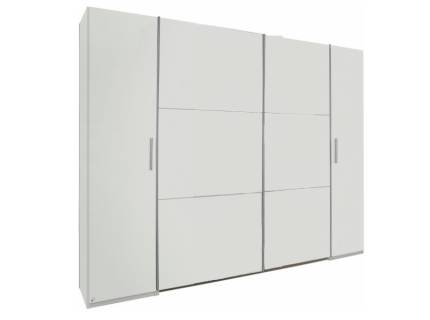 Dulap cu 2 usi cu balamale si 2 usi glisante KRONACH II 269x210x59cm alb alpin/ oglinda 