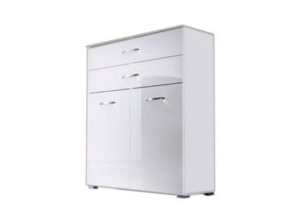 Comoda cu 2 usi si 2 sertare ADITIO 80x100x42cm alb alpin/ alb lucios 