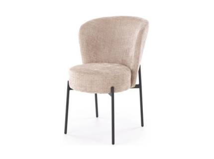 Scaun tapitat K590 material textil-plusat beige 55x66xH80cm, picioare negre 