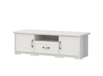 Comoda TV cu 2 usi, 1 sertar si spatiu liber EVERGREEN 159x51x55cm ivory/ pin polar