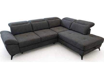 Coltar extensibil MANDO cu lada pentru depozitare, tetiere reglabile, personalizabil 248-263x194-209cm
