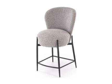 Scaun tapitat pentru bar H126 material plusat grey 50x61xH95cm, picioare negre