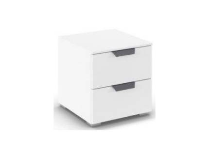 Noptiera cu 2 sertare ADITIO 40x42x42cm alb alpin, maner gri metalic