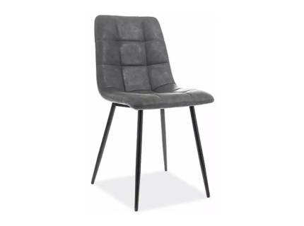 Scaun tapitat LOOK ecopiele grey 45x38xH88cm, picioare negre 