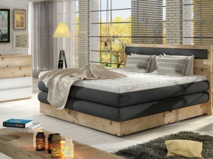 Pat Boxspring din lemn masiv cu spatiu pentru depozitare DIORI 140/ 160/ 180cm personalizabil