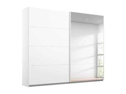 Dulap cu usi glisante MEMPHIS 226x210x62cm alb alpin/ oglinda, maner aluminiu