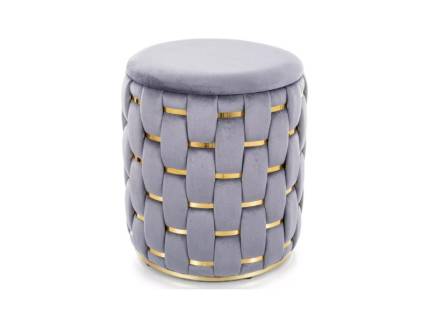 Taburet TIARA VELVET cu spatiu pentru depozitare, catifea cu auriu, design impletit 37xH42cm