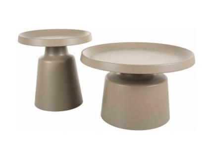 Set 2 masute RODOS BEIGE din metal beige mat 50xH40cm / 70xH50cm