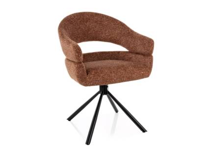 Scaun tapitat BORGO LEO rotativ, material textil cinnamon 58x60xH87cm, picioare negre 