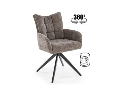 Scaun tapitat K540 rotativ, cu arcuri, material textil grey 46x63xH89cm, picioare negre 