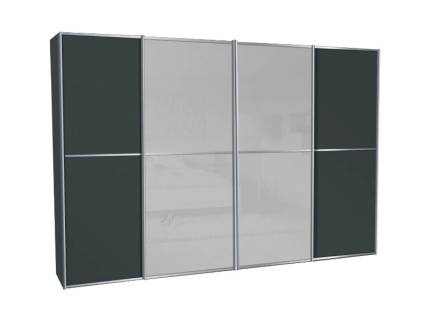 Dulap cu 4 usi glisante 400x222x68cm antracit mat/ antracit mat - sticla gri, maner crom model 42 SINFONIE PLUS 