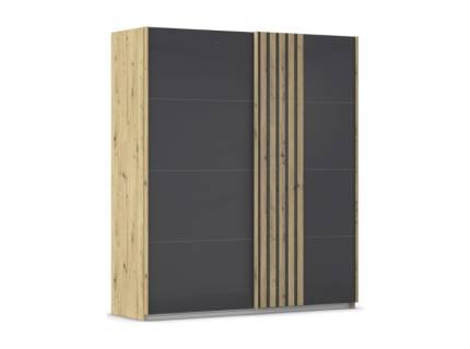 Dulap cu usi glisante MOSBACH 181x210x62cm stejar Artisan/ sticla basalt 