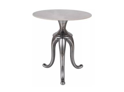 Masuta SNAKE CHROM din ceramica cu efect de marmura alb lucios, metal crom 48xH55cm