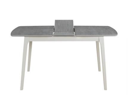 Masa extensibila RIMINI din MDF cu furnir natural gri, lemn masiv alb 120-155x80xH75cm