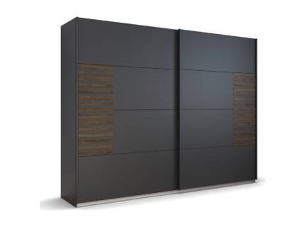 Dulap cu usi glisante BAREA 226x210x62cm gri metalic + stejar Atlantic dark, maner gri metalic