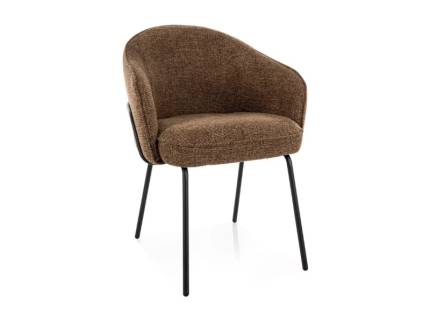 Scaun tapitat NAO NOELLE material textil cappuccino 60x62xH82cm, picioare si cadru negru