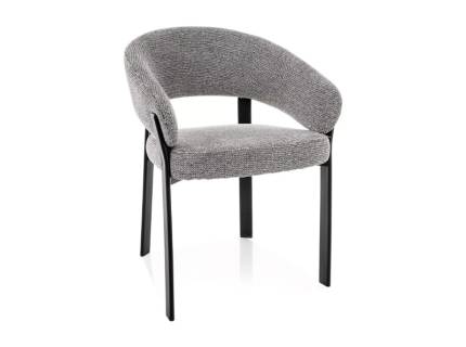 Scaun tapitat NAGOJA material textil grey 56x60xH80cm, picioare si cadru negru
