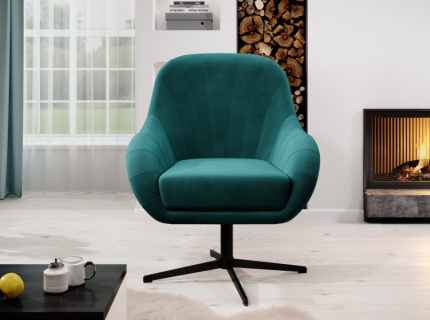 Fotoliu COCO rotativ, material textil-raiat 76x84xH86cm