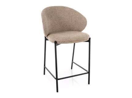 Scaun tapitat pentru bar KIOTO H-2 material textil beige 54x56xH90cm, picioare negre