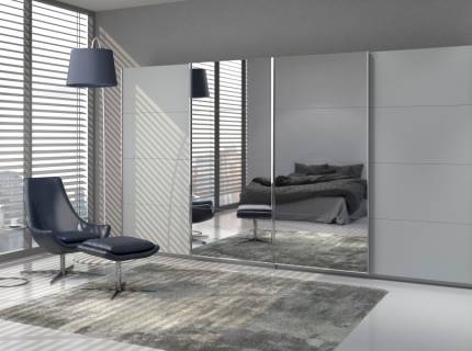 Dulap cu usi glisante SYNCRONO 361x211x62cm silk grey/ oglinda configurabil