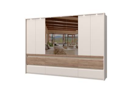 Dulap cu 7 usi si 6 sertare INVICTUS 322x226x60cm casmir/ stejar tabac - oglinda