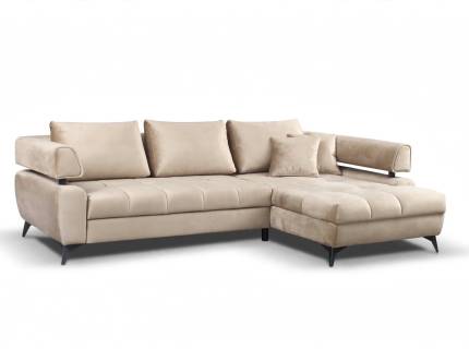 Coltar extensibil PARIS cu lada pentru depozitare, personalizabil 267x188cm
