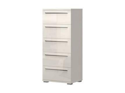 Comoda cu 5 sertare PIANO BEIGE 60x135x45cm bej lucios, manere crom