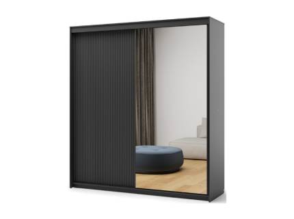 Dulap cu usi glisante TREND 200x222x63cm negru - oglinda, cu led 