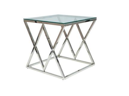 Masuta ZEGNA B din sticla transparenta, metal crom 55x55xH55cm