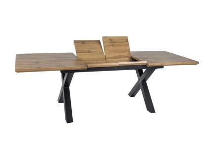 Masa extensibila XAVIERO II din MDF si furnir stejar artisan, metal negru 160-240x90xH76cm