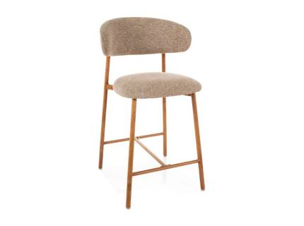 Scaun tapitat pentru bar ELTON H-2 material textil beige 53x52xH91cm, picioare stejar
