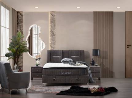 Pat tapitat cu saltea si spatiu pentru depozitare ICON (200x200cm)  