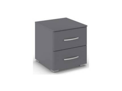 Noptiera cu 2 sertare ADITIO 40x42x42cm gri metalic, maner aluminiu