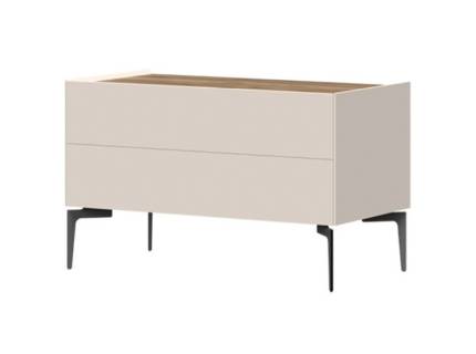 Comoda TV cu picioare negre si 2 sertare SKY 45 90x56x47cm casmir/ stejar tabac