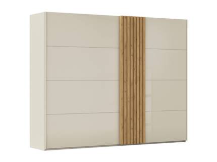 Dulap cu usi glisante TEGIO 281x223x69cm champagne mat/ sticla champagne - stejar Wild 