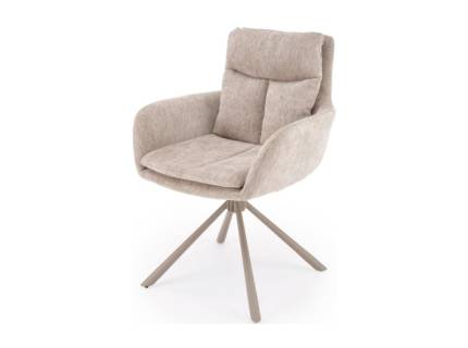 Scaun tapitat K495 rotativ, confortabil, material textil beige 50x50xH87cm, picioare casmir