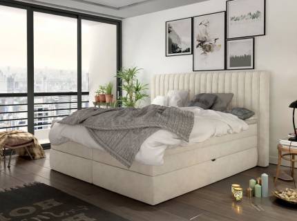 Pat Boxspring cu spatiu pentru depozitare MINOLA, 140/ 160/ 180cm personalizabil