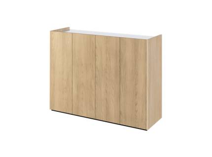 Comoda EASY EA-02 cu 4 usi 126x95x40cm stejar/ alb lucios 