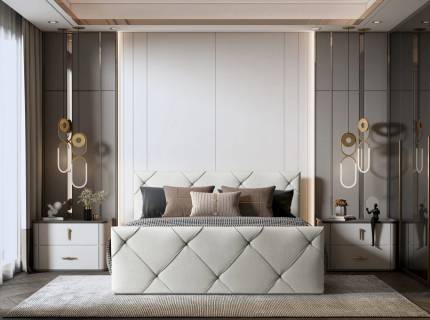 Pat Boxspring cu spatiu pentru depozitare MOSSA 140/ 160/ 180cm personalizabil