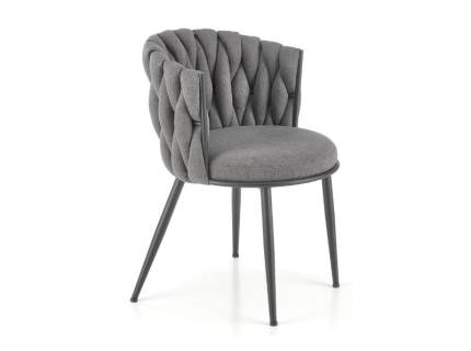 Scaun tapitat K516 elegant, material textil grey 40x48xH79cm, cadru si picioare negre