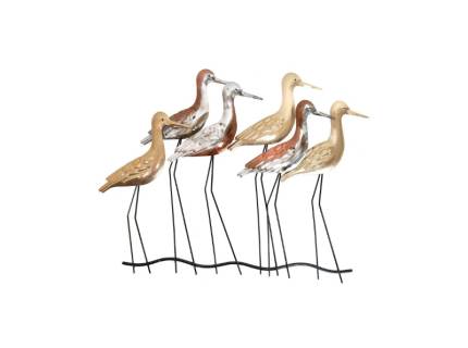 Decoratiune pasari metalice auriu 66x8x56cm