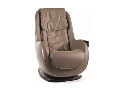 Fotoliu BUGATTI BEIGE cu mecanism de masa, incarcare USB integrata, suport pt. pahar, ecopiele maro 68x92xH95cm