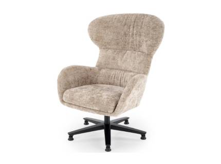 Fotoliu FRANCO rotativ, material textil-plusat bej, confortabil, cu spatar inalt 80x83xH104cm