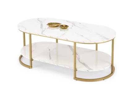 Masuta KALUA din MDF furniruit cu efect de marmura alba, otel auriu 120x60xH46cm