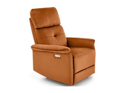 Fotoliu SEMIR cu recliner electric, port USB, confortabil, catifea cinnamon 80x90xH108cm 