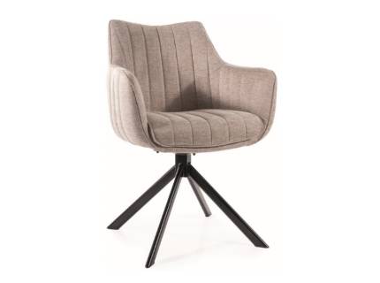Scaun tapitat AZALIA BREGO rotativ, material textil beige 61x58xH86cm, picioare negre